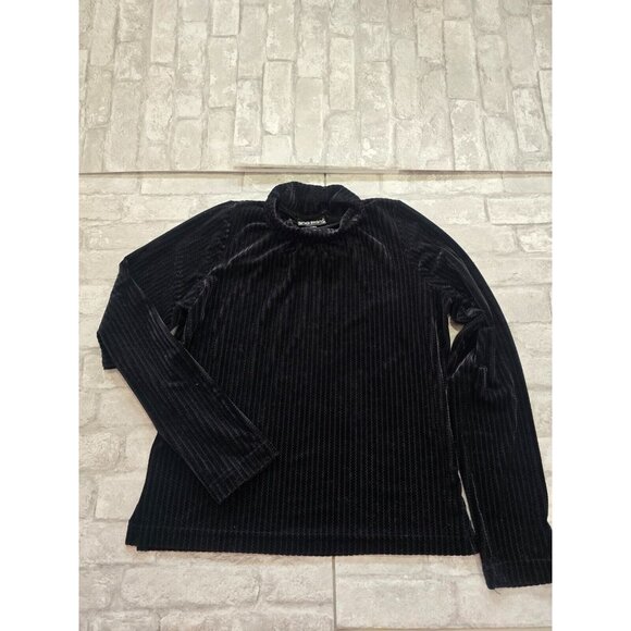Sno Skins Velvet Turtleneck Long Sleeve Top Medium Black - Picture 1 of 10